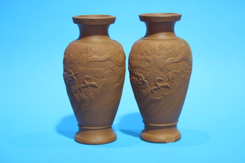 Seven various 20th Century Oriental terracotta vases - Image 5 of 5