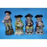 Four Staffordshire Toby jugs, various