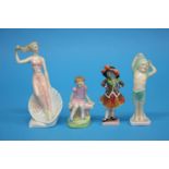 A Royal Doulton figure 'Sea Sprite' HN 2191, 'To Bed' HN 1805, 'Once upon a time' HN 1946 and '