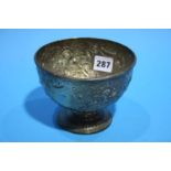A silver embossed pedestal bowl, weight 7.1oz