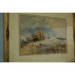 H.B Carter, watercolour, signed, 'Vessel in stormy seas'. 34 x 49cm