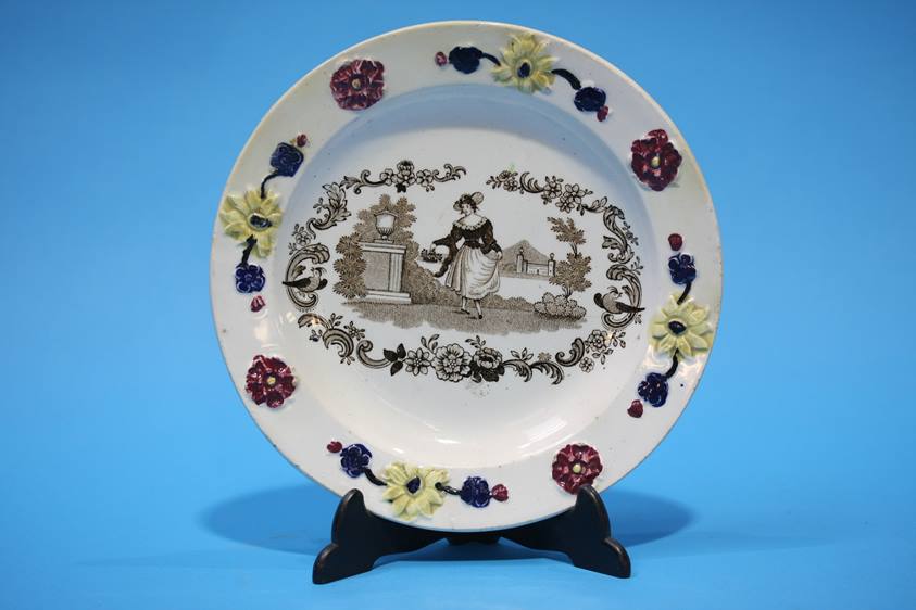2 Decorative plates by Dawson with transfer print decoration and moulded decoration to rim - Image 8 of 10