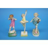 Three Royal Worcester figures 'Tuesday's child', 'Wednesday's child' and 'Thursday's child', black
