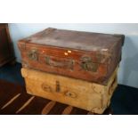 A good quality fitted leather suitcase and 1 other