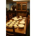 Modern pine eight piece dining room suite