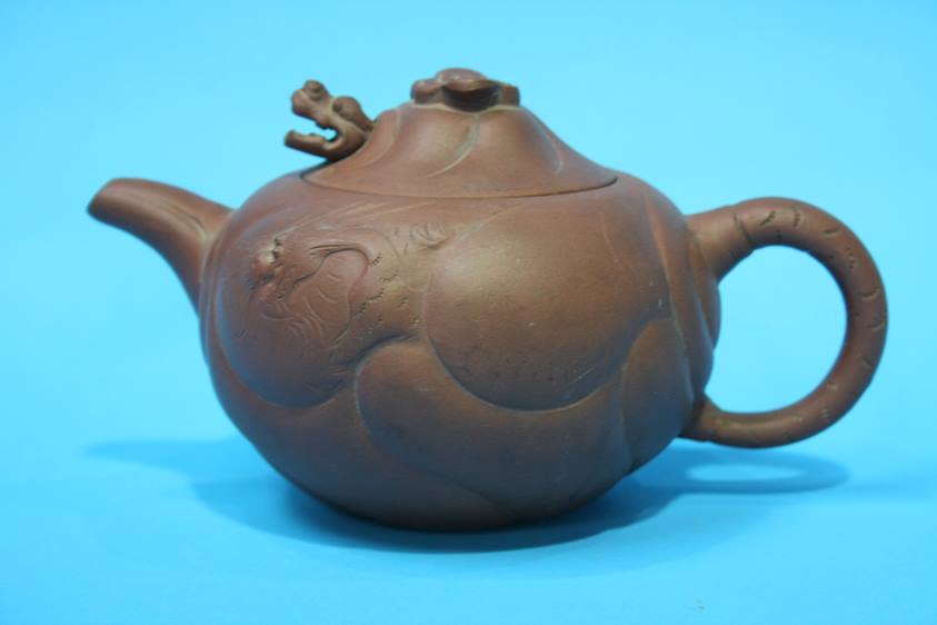 A Chinese terracotta teapot