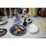 Rye pottery figure, Losol ware plate etc.