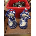 Pair of blue and white jugs