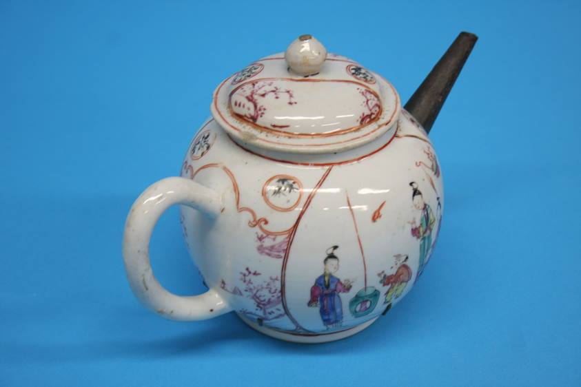 A Canton Chinese enamel decorated teapot and another Chinese teapot (2) - Image 7 of 24