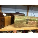 Tin trunk, radiogram etc.