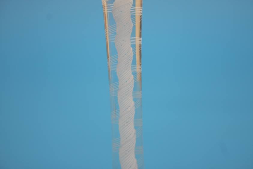 Two Victorian sherry glasses with bell shaped bowl and double opaque air twist stems, 11cm height - Image 3 of 10