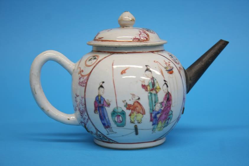 A Canton Chinese enamel decorated teapot and another Chinese teapot (2) - Image 3 of 24