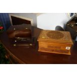 Carved Camphor wood jewellery box and two others