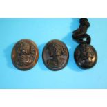 Three finely carved Victorian oval cameos, to incl