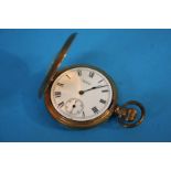 A gold plated half Hunter Waltham pocket watch