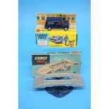 A boxed Corgi 1401 'Service Ramp', a Corgi 448 'B.M.C mini police van' (no policeman or dog)