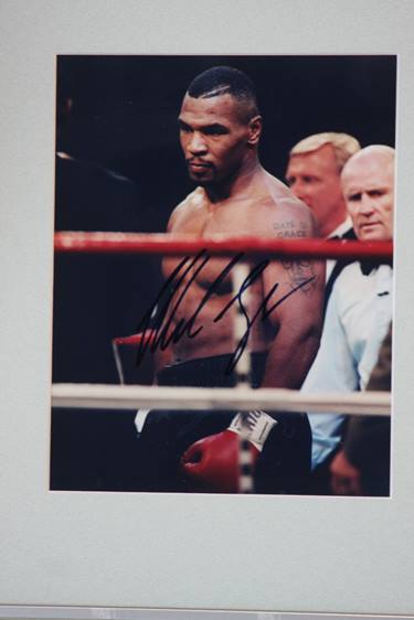 Three framed photographs of boxing legends each signed, Mike Tyson, Evander Holyfield and Nigel - Image 4 of 14