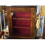 A Victorian inlaid glazed walnut bookcase. 76cm x 31cm x 105cm