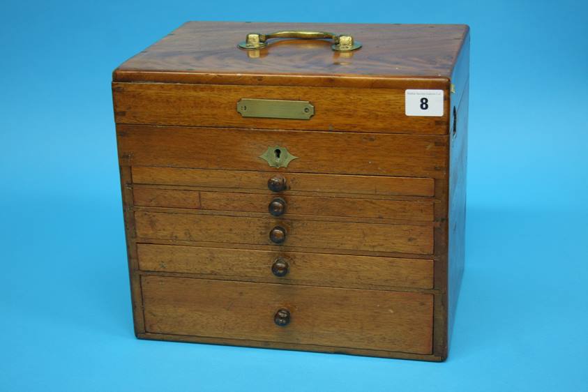 A 19th Century mahogany travelling Dentist's cabinet with rising top, opening to reveal a filled - Image 9 of 16