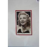 Ginger Rogers (1911-1995) signed sepia post card