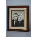Lawrence Olivier signature in silver on a black and white photograph of Olivier and Marilyn Monroe