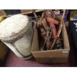 Various Tribal artefacts, drum etc.
