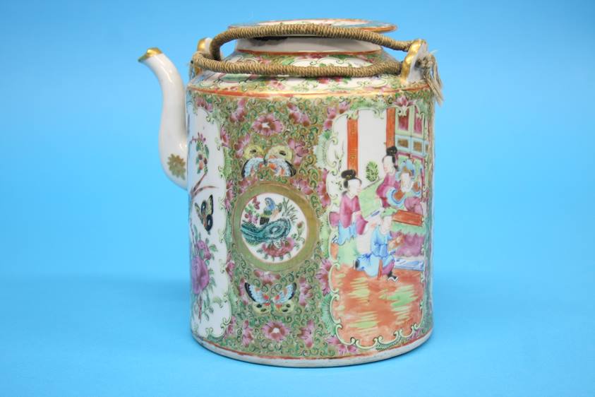 A Canton Chinese enamel decorated teapot and another Chinese teapot (2) - Image 4 of 24