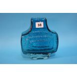 A Whitefriars Kingfisher blue TV vase. 17cm tall