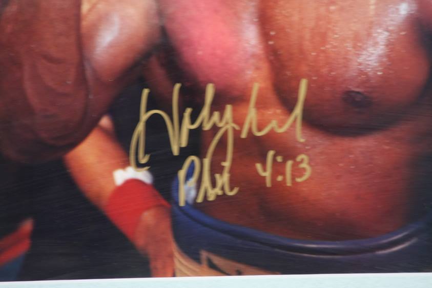 Three framed photographs of boxing legends each signed, Mike Tyson, Evander Holyfield and Nigel - Image 6 of 14