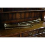 A pair of 19th Century Fanfare bugles, by Henry Keats and Son