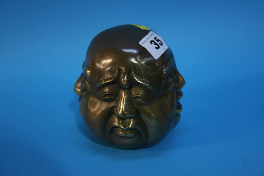 A four faced brass Buddha's head - Image 2 of 5