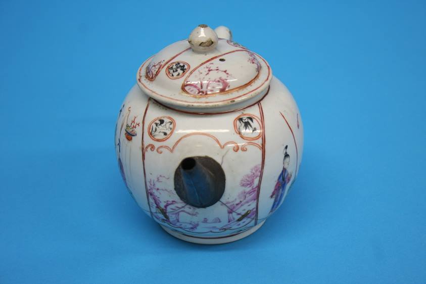 A Canton Chinese enamel decorated teapot and another Chinese teapot (2) - Image 9 of 24