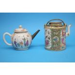 A Canton Chinese enamel decorated teapot and another Chinese teapot (2)