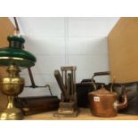 Oil lamp, chipper, Ewbank etc.