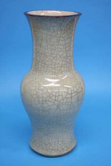 A large GE type Celadon vase of baluster shape, Qi - Image 3 of 4