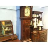 A Victorian mahogany longcase clock, painted dial, 8 day movement and two subsidiary dials