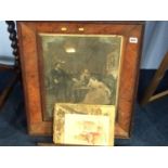 Various loose watercolours, a gilt frame etc.