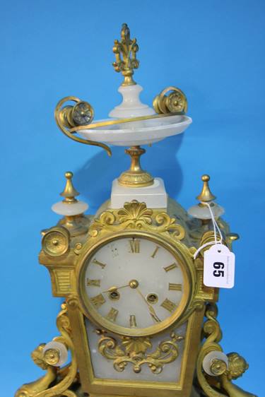 A gilt metal and marble mantle clock - Image 2 of 4