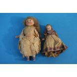 Two miniature Victorian Continental porcelain doll
