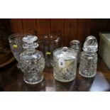 Assorted cut glass to include; a decanter, water jug etc. (6)