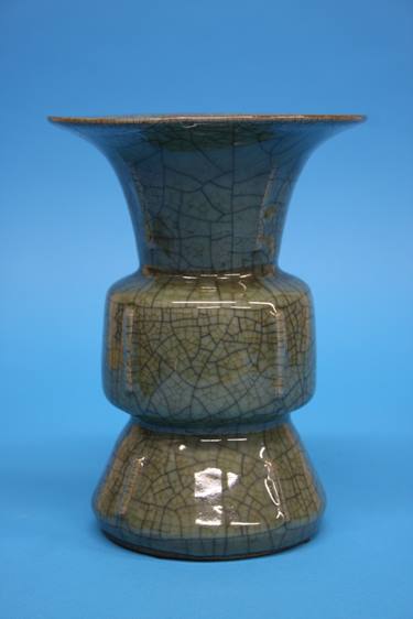 A 20th century Celadon GE type archaic GU vase, seal marks to base, 20cm height