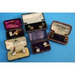 Three pairs of 'Yachting' cufflinks, a pair of Bri