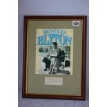 Enid Blyton (1897 - 1968), signature in fountain pen on a small piece framed with a picture of