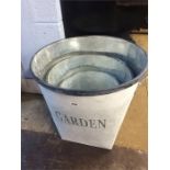 Three Graduated tin garden bins (50)