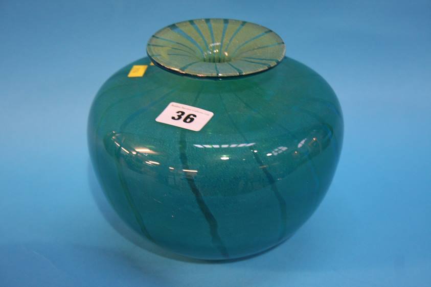 A Mdina glass vase, signed to base and dated 1977