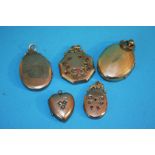 Five various gold and other lockets