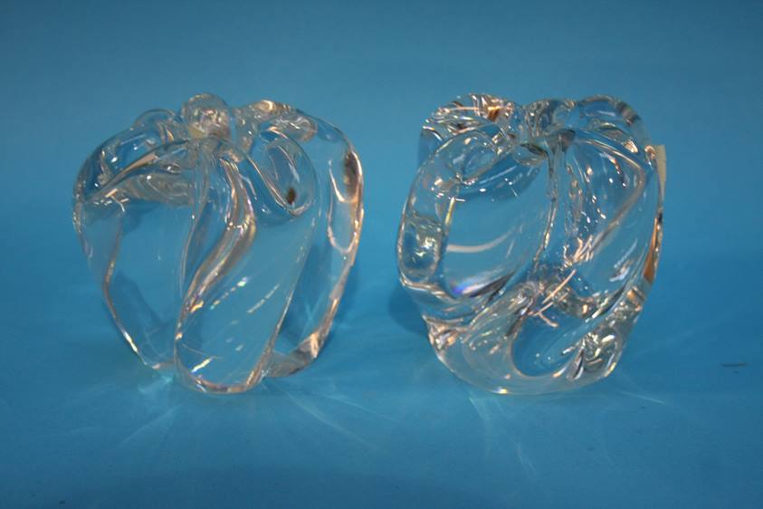 Pair of Sevres glass candle holders