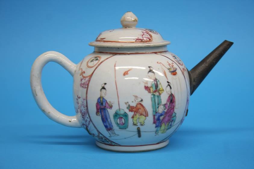 A Canton Chinese enamel decorated teapot and another Chinese teapot (2) - Image 15 of 24