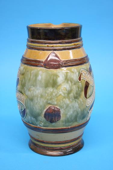 A Doulton Lambeth stoneware 'Gladstone jug', a small siver rimmed jug, a Royal Doulton Series Ware - Image 8 of 10