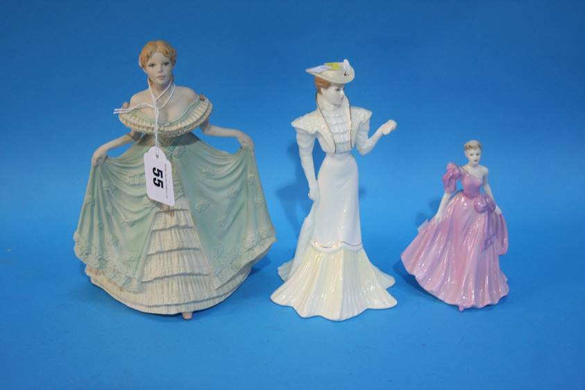 A collection of seven various figurines; Royal Doulton, Coalport etc.